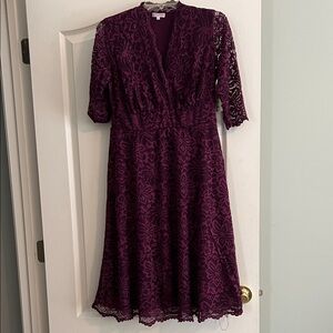 Kiyonna Deep Purple Lace Midi Dress